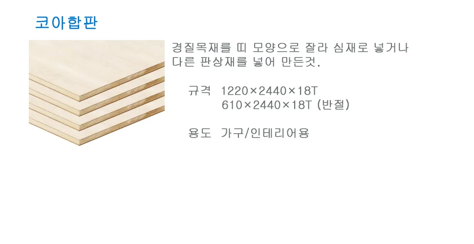 합판(코아) 상세 1