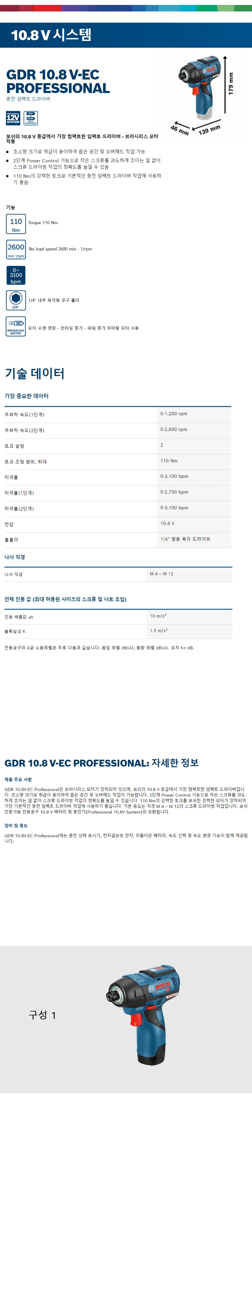 충전 임팩트 렌치 GDR 10.8 V-EC 상세 1