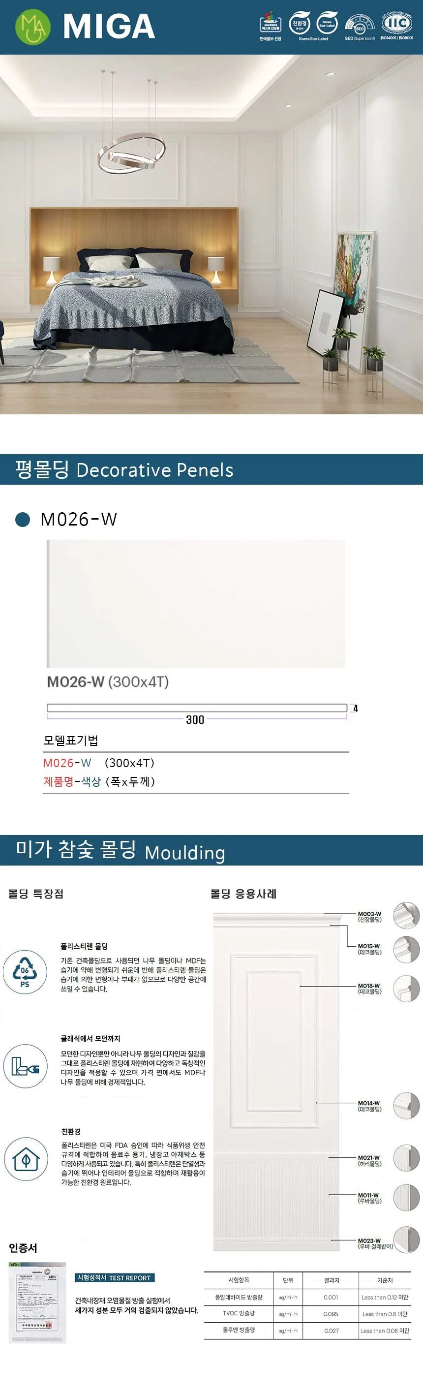 평몰딩 M026-W / 300*4 상세 1