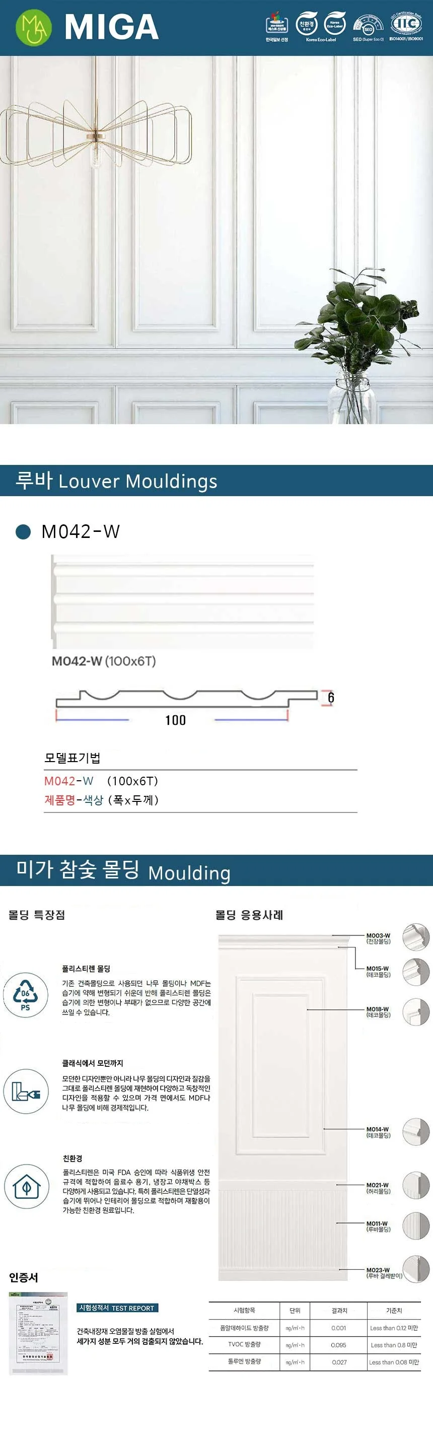 루바몰딩 M042-W / 100*6T 상세 1
